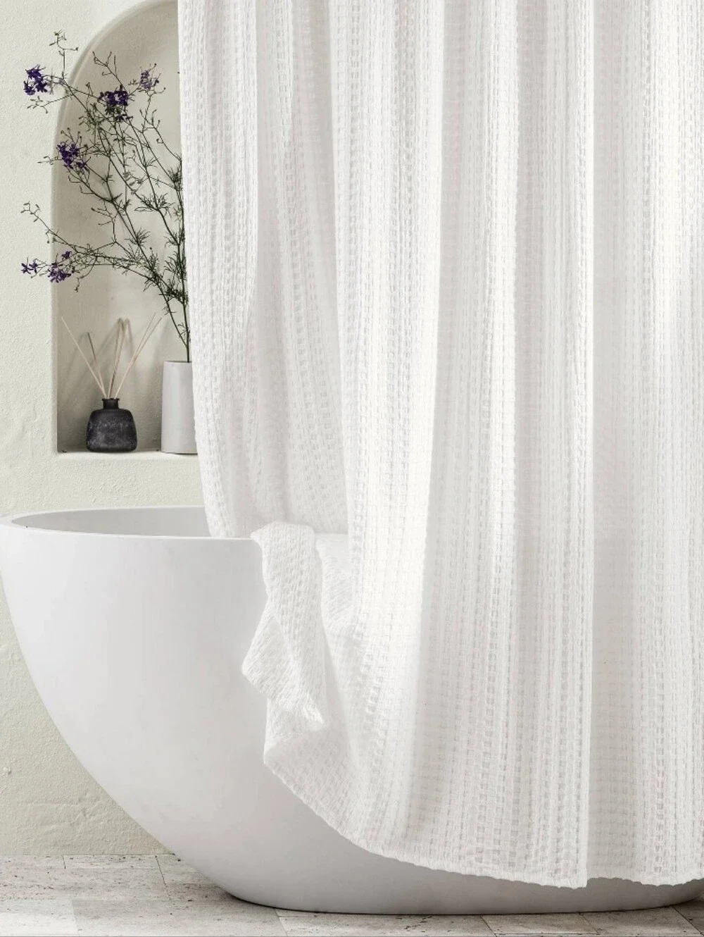 Casaluna White Waffle Shower Curtain 72 In X 72 In Nwt